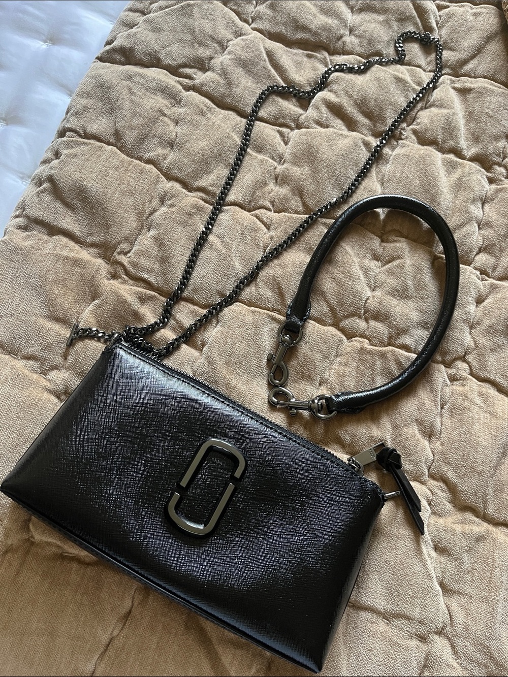 Marc Jacobs Black Leather Crossbody Purse with Multi Strap- Marc Jacobs
